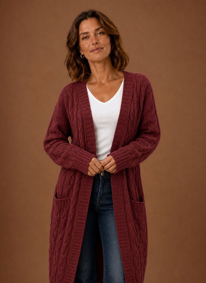 Knitted Cardigan for Women - Hooded Long