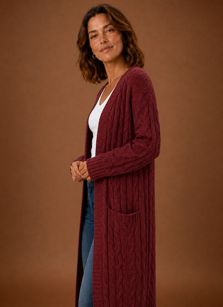 Knitted Cardigan for Women - Hooded Long