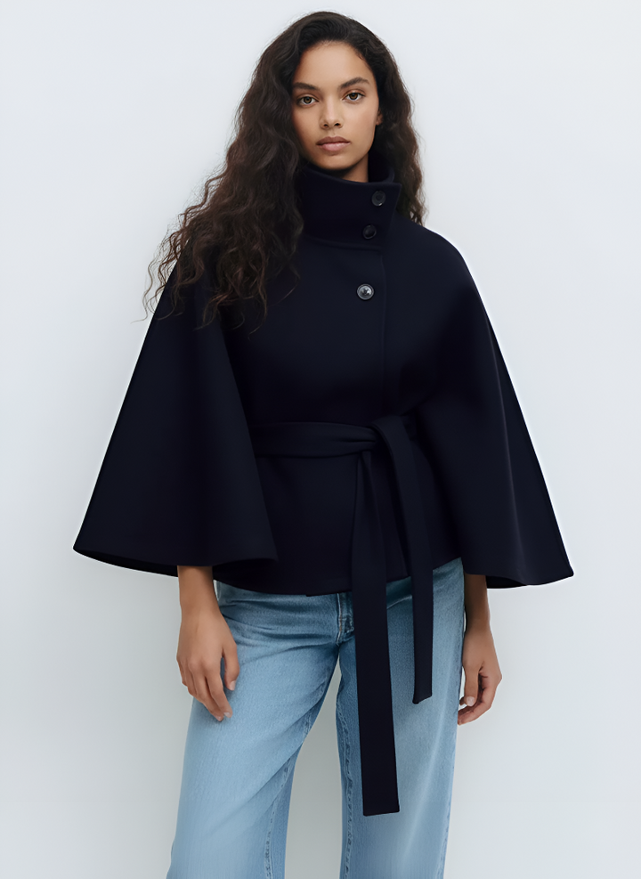 Authentic Wool-Blend Cape Coat