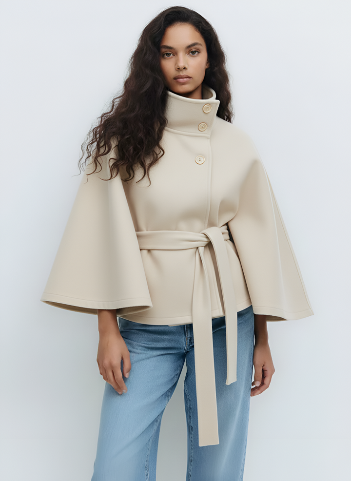 Authentic Wool-Blend Cape Coat