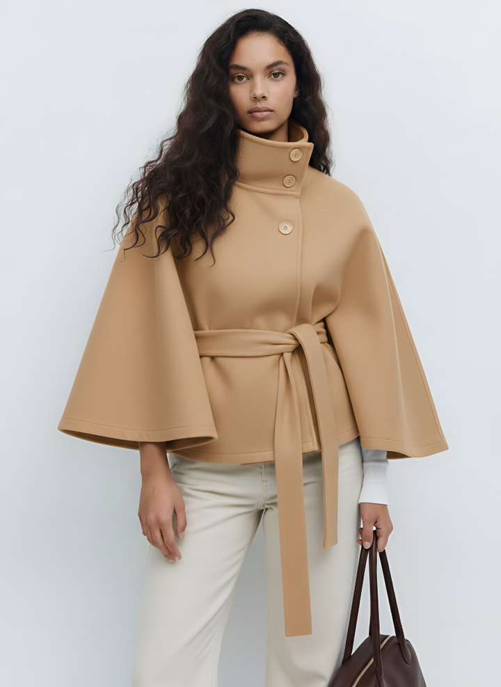 Authentic Wool-Blend Cape Coat