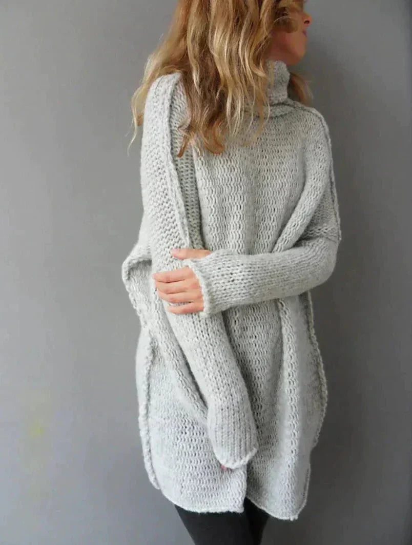 High Neck Tunic Sweater – Long Sleeve Waffle Knit Lounge